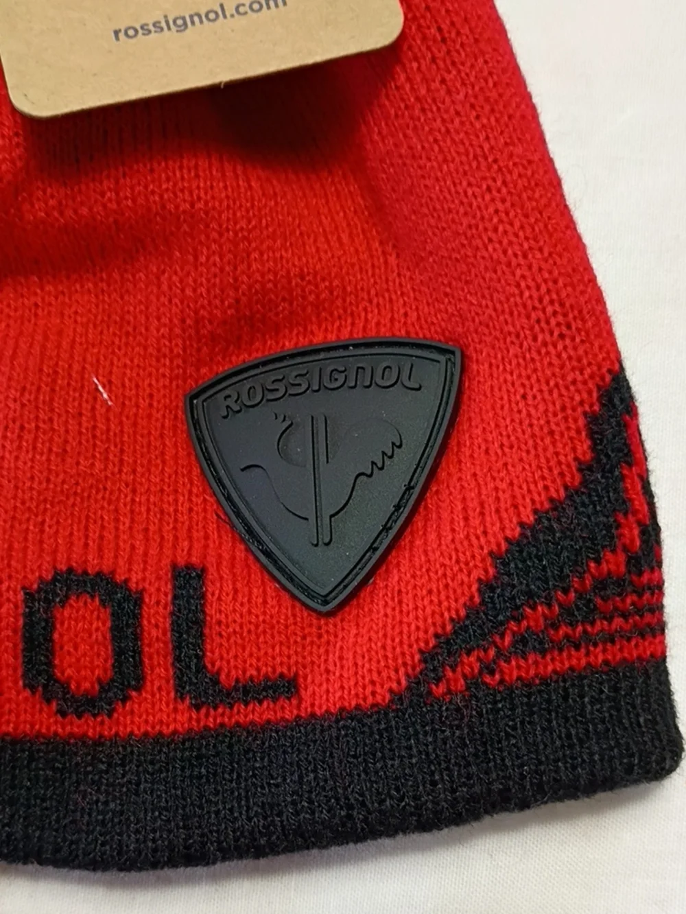 NWT Rossignol Boys Ben Hat Red Knit Pom Beanie with Black Trim Size One Size